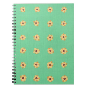 Yellow Daisy Flower Pattern on Green Notitieboek