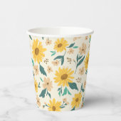 Yellow Daisy Flower Pattern Papieren Bekers (Links)