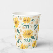 Yellow Daisy Flower Pattern Papieren Bekers (Rechts)
