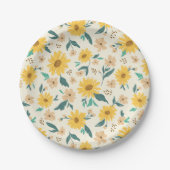 Yellow Daisy Flower Pattern Papieren Bordje (Voorkant)