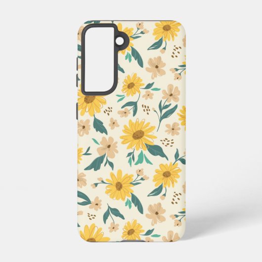 Yellow Daisy Flower Pattern Samsung Galaxy Hoesje (Achterkant)