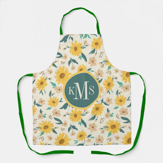 Yellow Daisy Flower Pattern Schort (Voorkant)