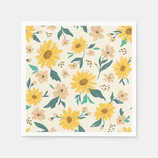 Yellow Daisy Flower Pattern Servet (Voorkant)