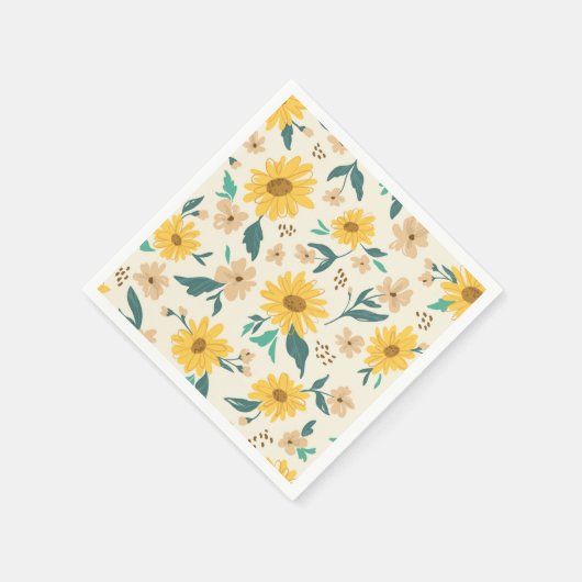 Yellow Daisy Flower Pattern Servet (Hoek)