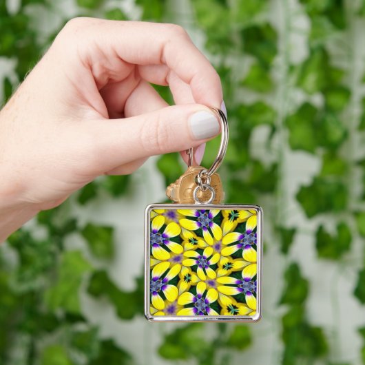 Yellow Daisy Flower Pattern Sleutelhanger (Hand)