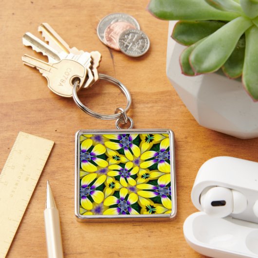 Yellow Daisy Flower Pattern Sleutelhanger (Bureau)