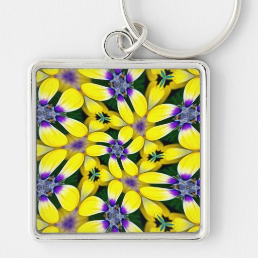 Yellow Daisy Flower Pattern Sleutelhanger (Voorkant)