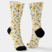 Yellow Daisy Flower Pattern Sokken (Gebogen)