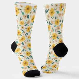 Yellow Daisy Flower Pattern Sokken