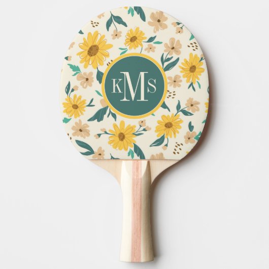 Yellow Daisy Flower Pattern Tafeltennisbatje (Voorkant)