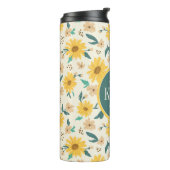 Yellow Daisy Flower Pattern Thermosbeker (Gedraaid links)