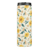 Yellow Daisy Flower Pattern Thermosbeker (Achterkant)