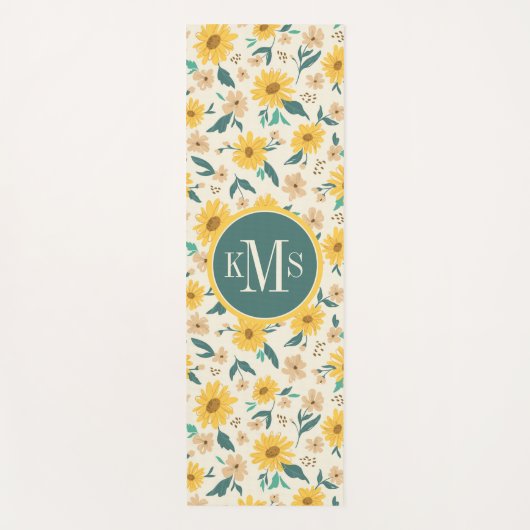 Yellow Daisy Flower Pattern Yogamat (Voorkant)