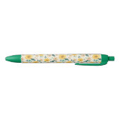 Yellow Daisy Flower Pattern Zwarte Inkt Pen (Bodem)