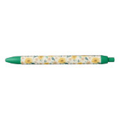 Yellow Daisy Flower Pattern Zwarte Inkt Pen (Voorkant)