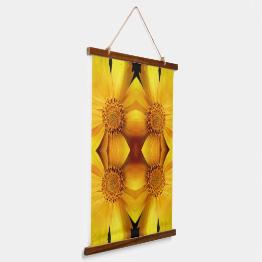 Yellow Daisy Flower Petals Abstract Hangend Wandkleed (Gebogen)