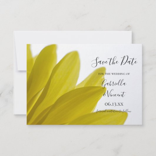 Yellow Daisy Flower Petals Weddenschap Save the Da Save The Date (Voorkant)