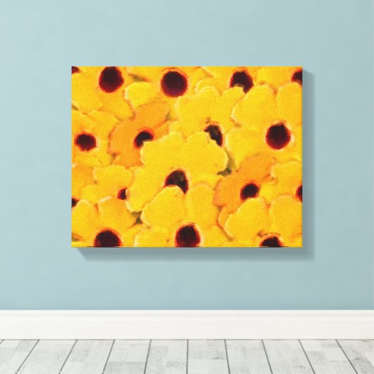 Yellow Daisy Flowers Art Canvas Afdruk (Insitu (Houten vloer))