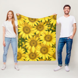 Yellow Daisy Flowers Fleece Deken