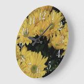 Yellow Daisy Flowers Floral Photo Clock Grote Klok (Hoek)
