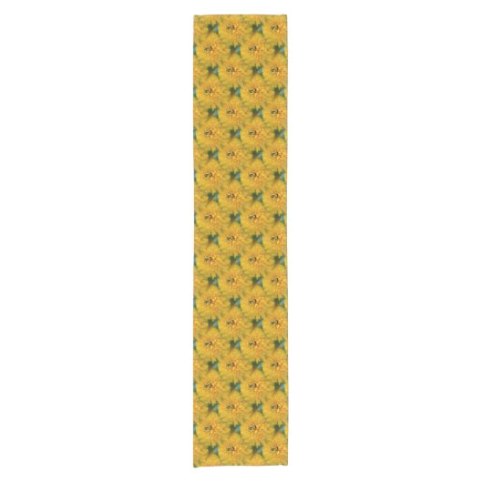 Yellow Daisy Flowers Pattern Korte Tafelloper (Voorkant)