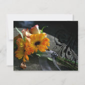 Yellow Daisy Flowers Wedding RSVP Kaartje (Achterkant)