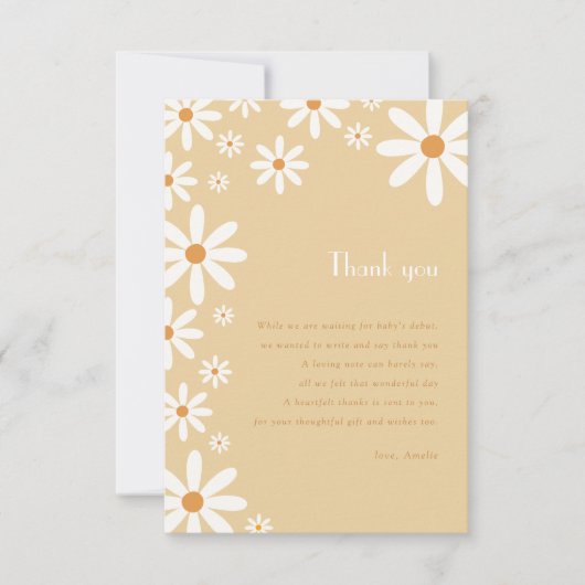 Yellow Daisy Girl 1st Birthday Flower Theme Bedankkaart (Voorkant)