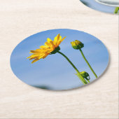 Yellow Daisy Helenium Ronde Kartonnen Onderzetter (Gebogen)
