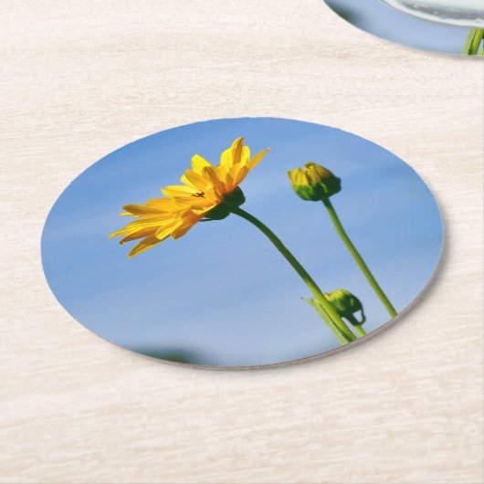 Yellow Daisy Helenium Ronde Kartonnen Onderzetter (Gebogen)