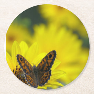 Yellow Daisy Helenium Ronde Kartonnen Onderzetter