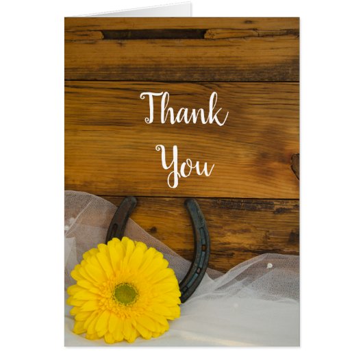 Yellow Daisy Hoefijzer Western bruiloft Dank je (Voorkant)