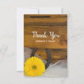 Yellow Daisy Hoefijzer Western bruiloft Dank je Bedankkaart (Voorkant)