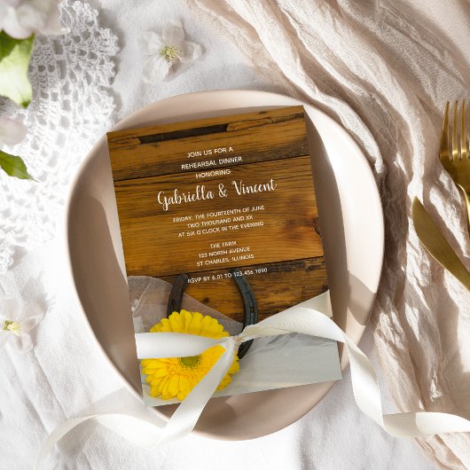 Yellow Daisy Hoefijzer Westerne repetitie diner Kaart