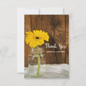 Yellow Daisy in Mason Jar Barn Wedding Bedankt (Voorkant)