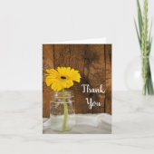 Yellow Daisy in Mason Jar Country Dank je wel Bedankkaart (Voorkant)