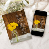 Yellow Daisy in Mason Jar Country Engagement Party Kaart