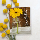 Yellow Daisy in Mason Jar Wedding Save the Date Aankondigingskaart