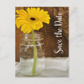 Yellow Daisy in Mason Jar Wedding Save the Date Aankondigingskaart (Voorkant)