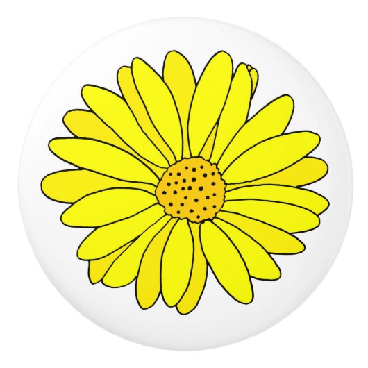 Yellow Daisy Keramische Knop (Voorkant)