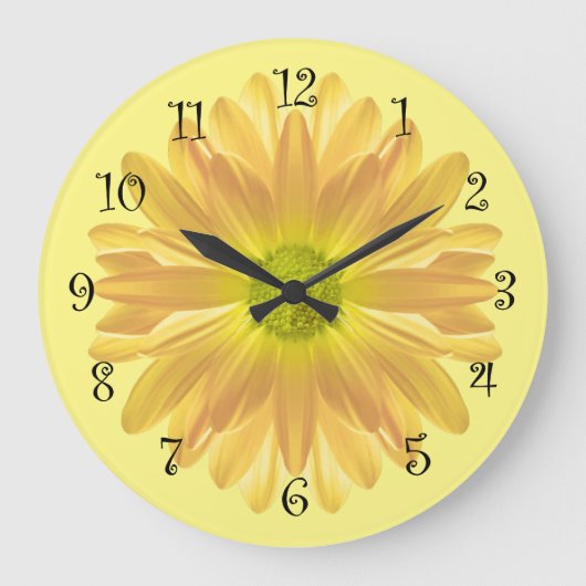Yellow Daisy Kitchen Clock Grote Klok (Voorkant)