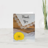 Yellow Daisy Lace Country Barn Weddenschap Bedankt (Voorkant)