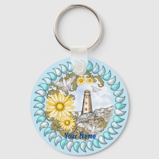 Yellow Daisy Lighthouse Sleutelhanger (Voorkant)