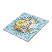 Yellow Daisy Lighthouse Tegeltje (Zijkant)