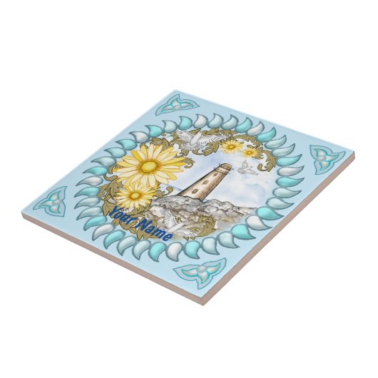 Yellow Daisy Lighthouse Tegeltje (Zijkant)