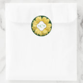 Yellow Daisy My Monogram Green Ronde Sticker (Tas)