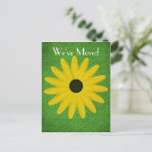 Yellow Daisy New Address Floral Art Briefkaart (Staand voorkant)