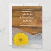 Yellow Daisy Pearls Barn Wedding Save the Date Kaart (Voorkant)