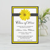 Yellow Daisy Polka Dots Afstuderen aangekondigd Kaart (Staand voorkant)