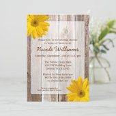Yellow Daisy Rustic Barn Wood Vrijgezellenfeest Kaart (Staand voorkant)