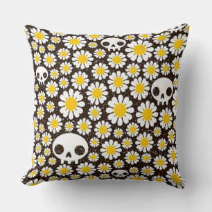 Yellow Daisy Skulls Kussen